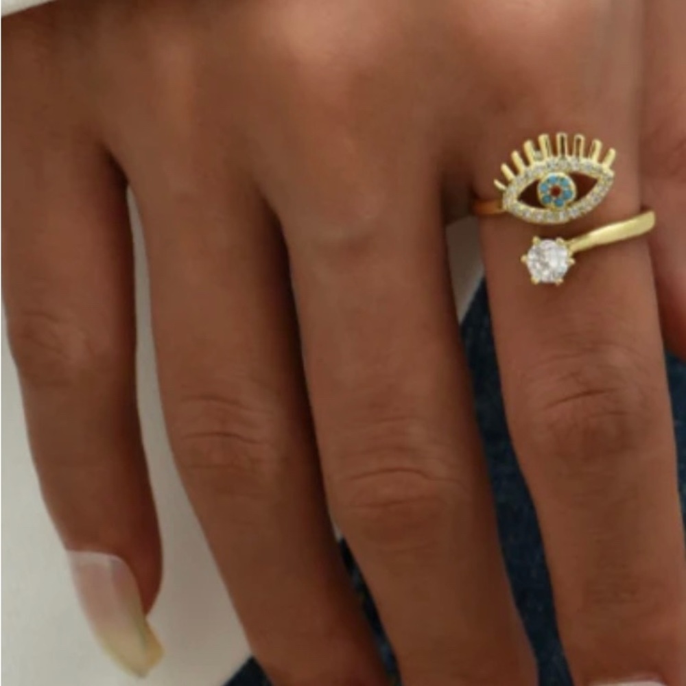 CZ Evil Eye Protection and Good Luck Ring